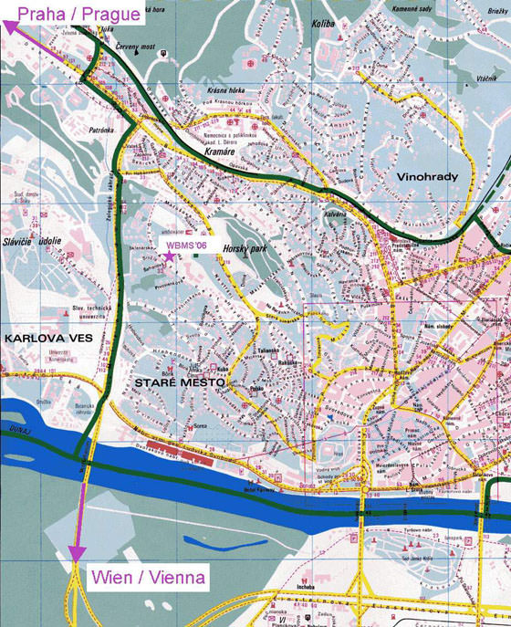 Gedetailleerde plattegrond van Bratislava