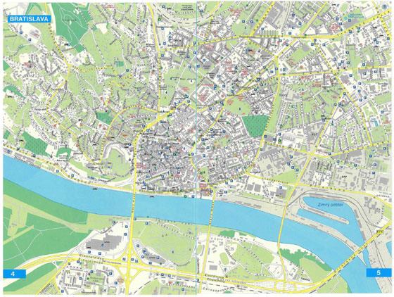 Hoge-resolutie kaart van Bratislava