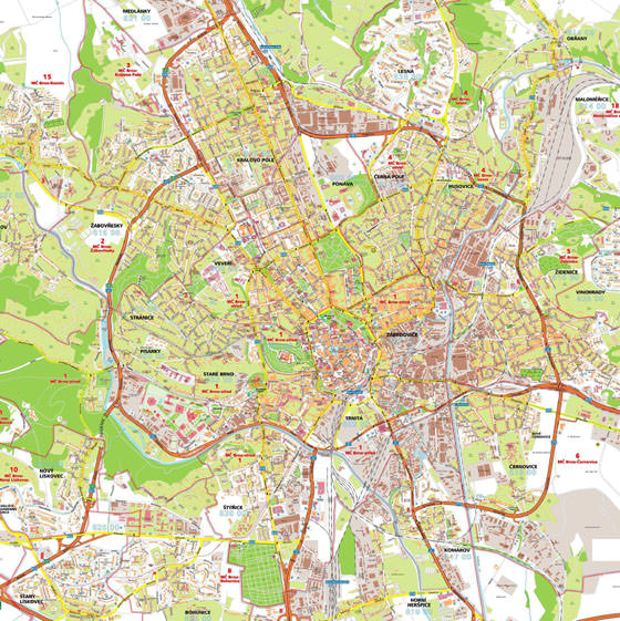 Gedetailleerde plattegrond van Brno