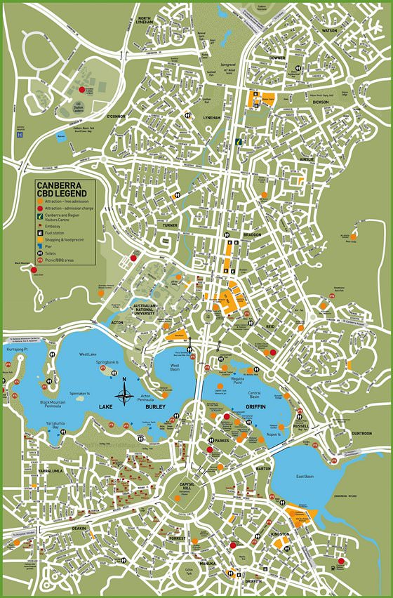 Detaillierte Karte von Canberra 2