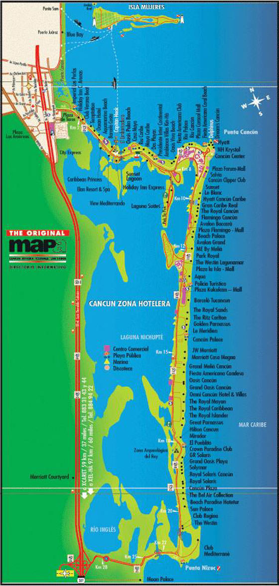 Gedetailleerde plattegrond van Cancun