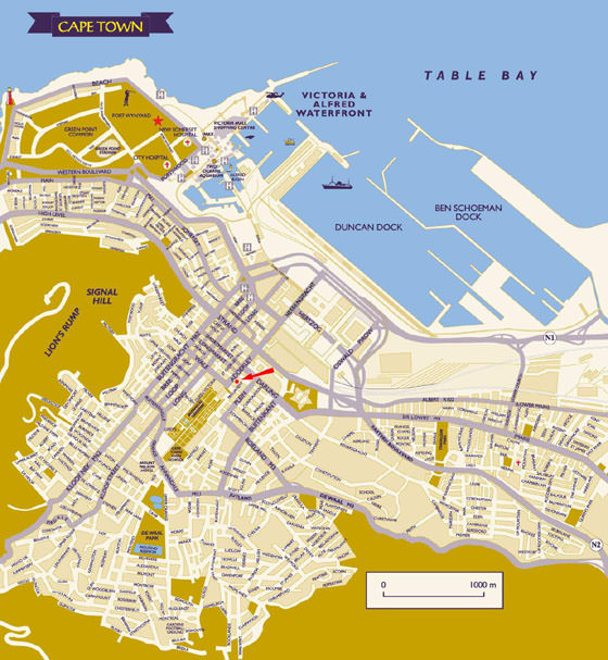 Gedetailleerde plattegrond van Kaapstad