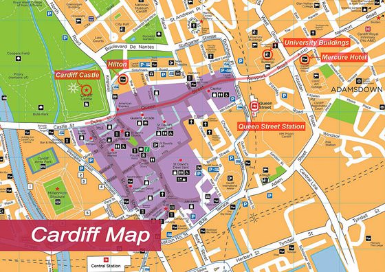 Große Karte von Cardiff 1