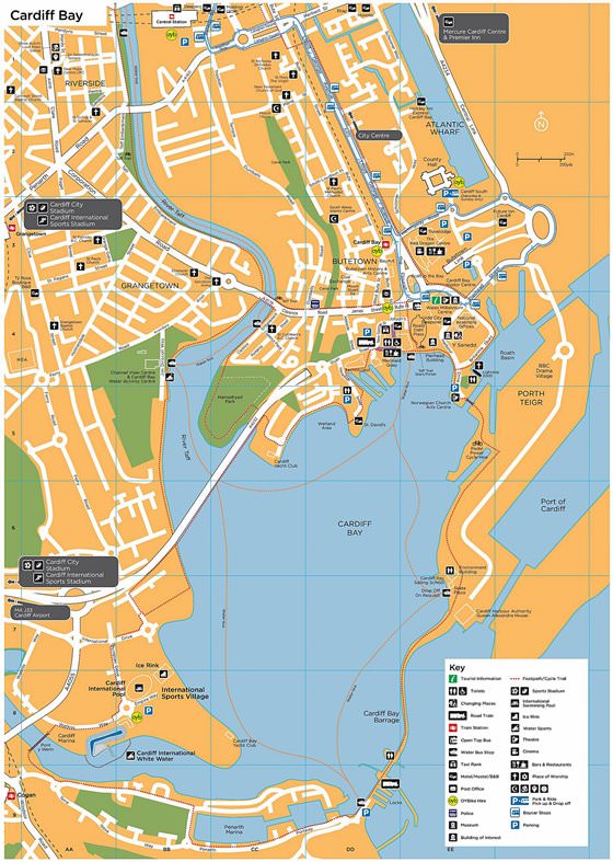 Detailed map of Cardiff 2