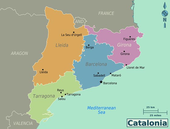Подробная карта Каталонии 2