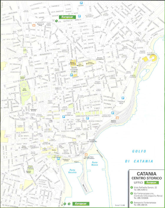 Gedetailleerde plattegrond van Catania