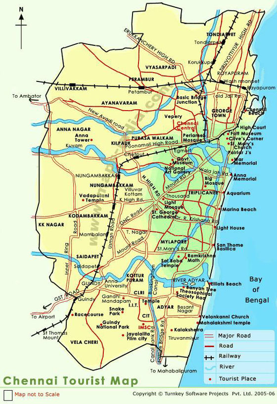 Gedetailleerde plattegrond van Chennai