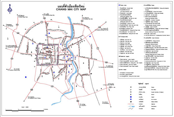 Hoge-resolutie kaart van Chiang Mai