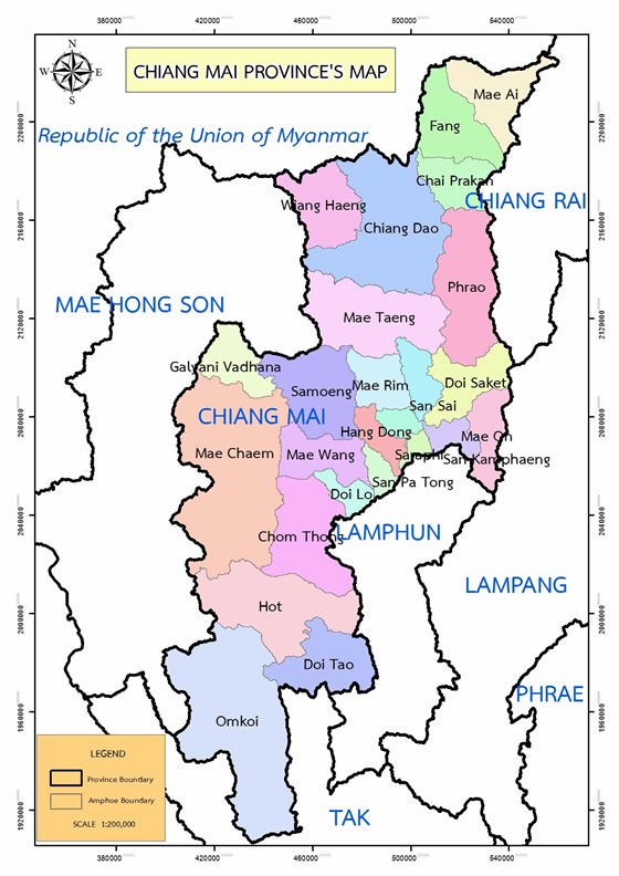 Große Karte von Chiang Mai Region 1