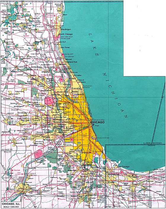 Gedetailleerde plattegrond van Chicago