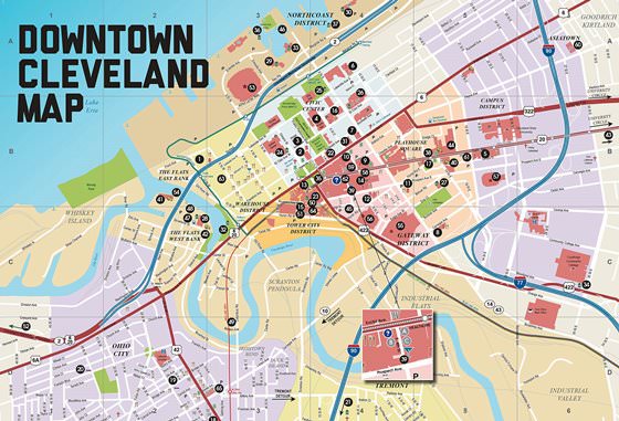 Gedetailleerde plattegrond van Cleveland