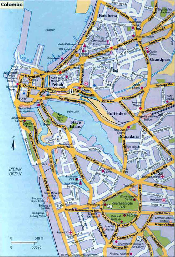 Gedetailleerde plattegrond van Colombo