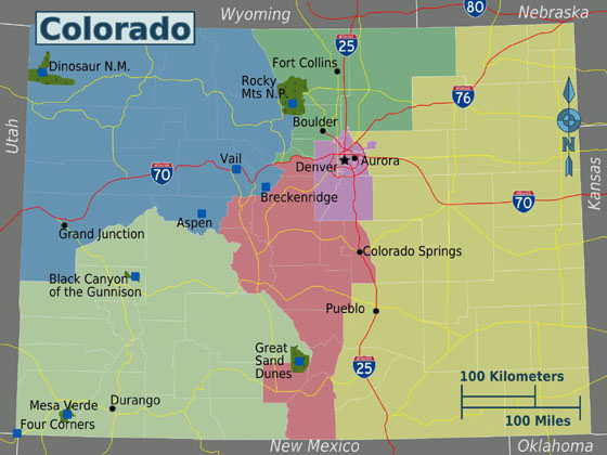 Детальная карта Колорадо 1