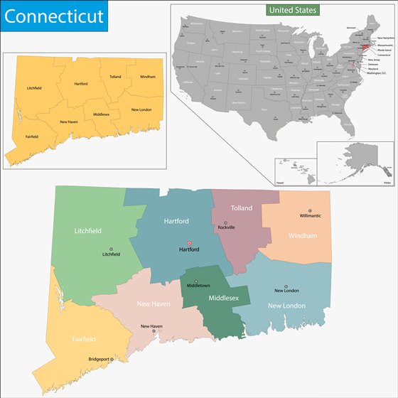Детальная карта Коннектикута 1