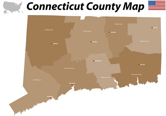Подробная карта Коннектикута 2
