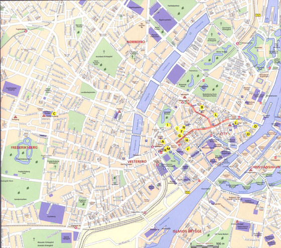 Detailed map of Copenhagen 2