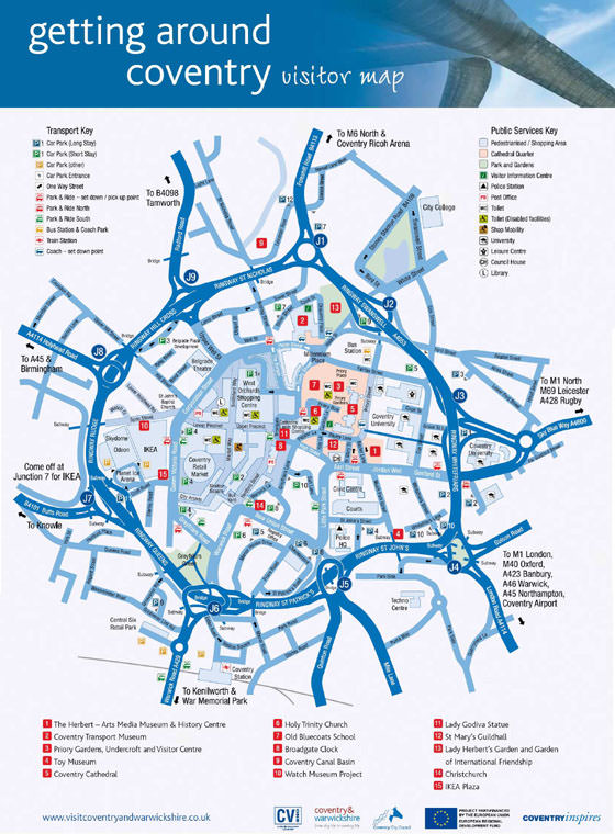 Gedetailleerde plattegrond van Coventry