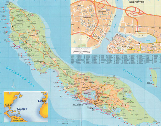 Gedetailleerde plattegrond van Curacao