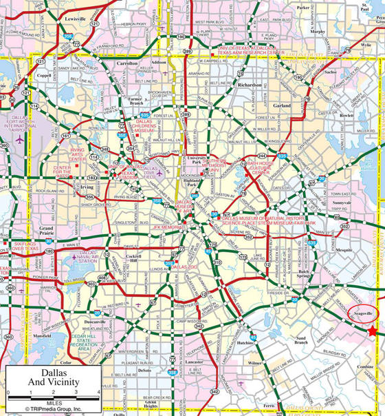 Hoge-resolutie kaart van Dallas