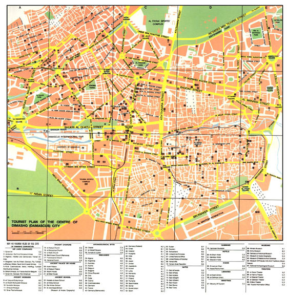 Gedetailleerde plattegrond van Damascus