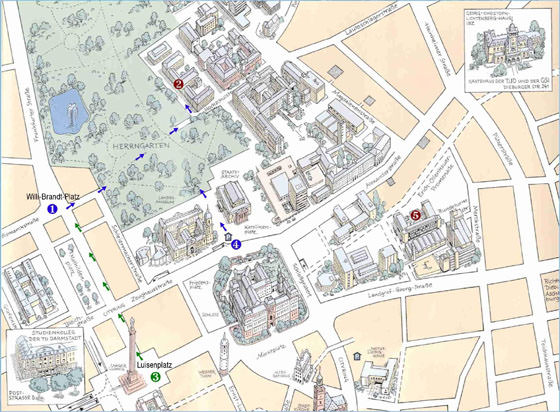 Gedetailleerde plattegrond van Darmstadt