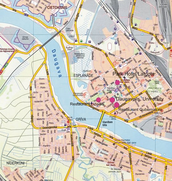 Detaillierte Karte von Daugavpils 2