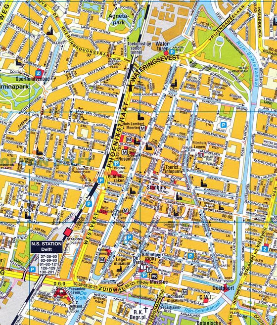 Hoge-resolutie kaart van Delft