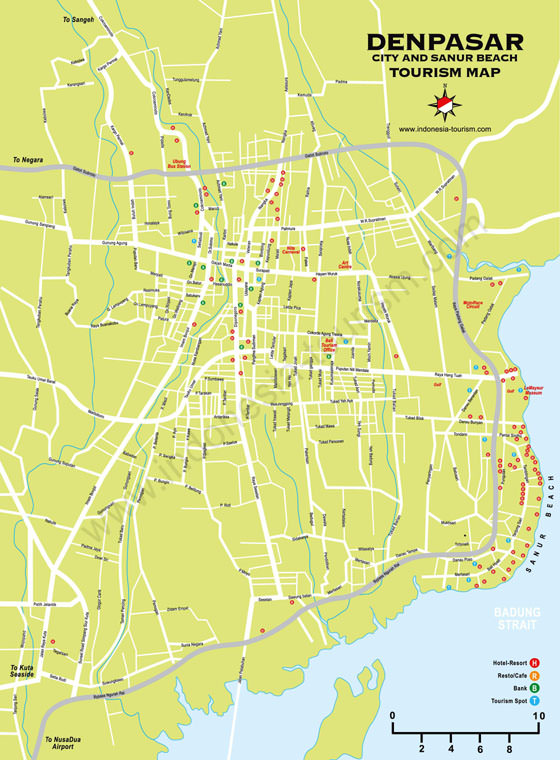 Gedetailleerde plattegrond van Denpasar