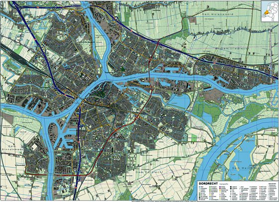 Gedetailleerde plattegrond van Dordrecht