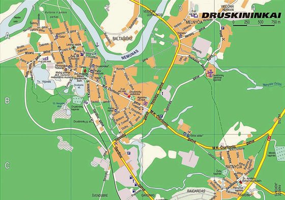 Detaillierte Karte von Druskininkai 2