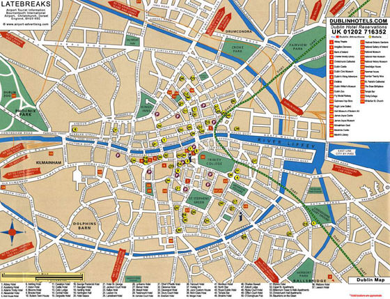 Gedetailleerde plattegrond van Dublin 