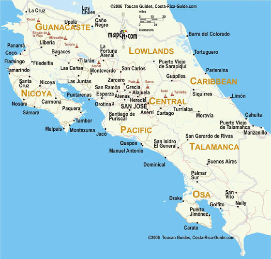 Детальная карта Коста-Рики 1