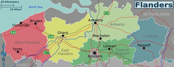 Детальная карта Фландрии 1