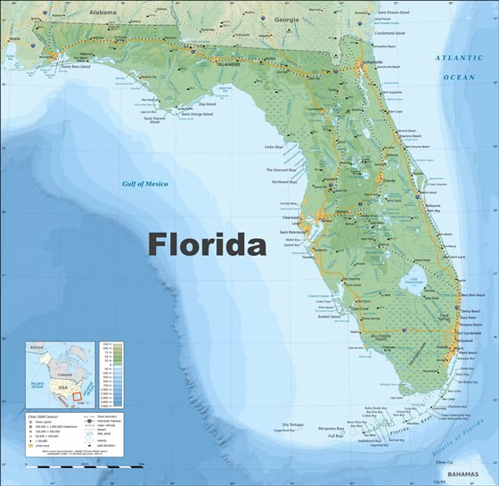 Детальная карта Флориды 1