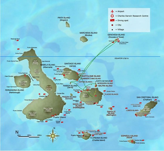 Детальная карта Галапагосских Островов 1