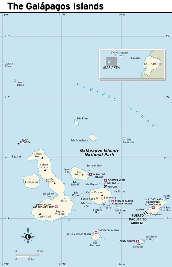 Подробная карта Галапагосских Островов 2