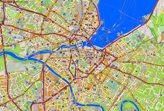 Gedetailleerde plattegrond van Geneve