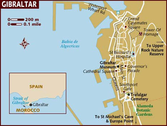 Hoge-resolutie kaart van Gibraltar