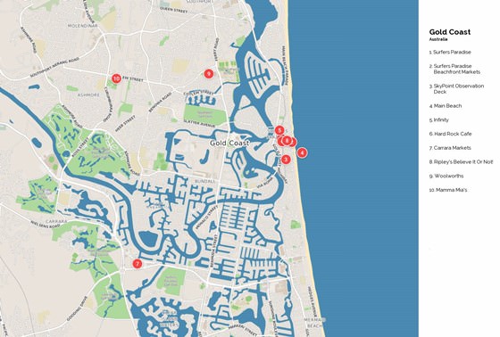 Detaillierte Karte von Gold Coast 2