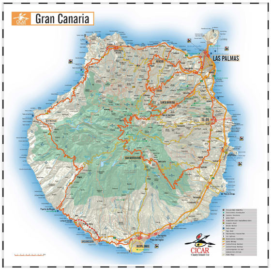 Gedetailleerde plattegrond van Gran Canaria