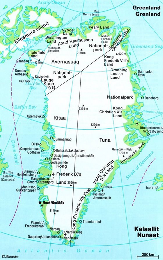 Подробная карта Гренландии 2