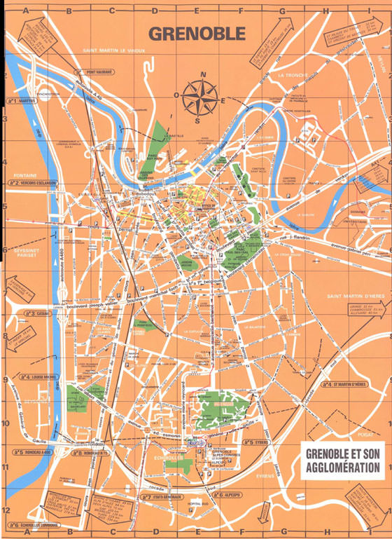 Gedetailleerde plattegrond van Grenoble