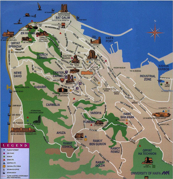 Gedetailleerde plattegrond van Haifa