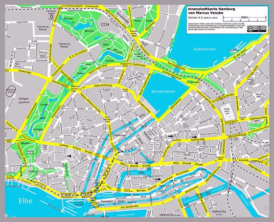Detailed map of Hamburg 2