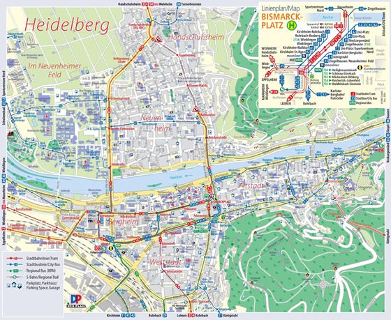 Große Karte von Heidelberg 1