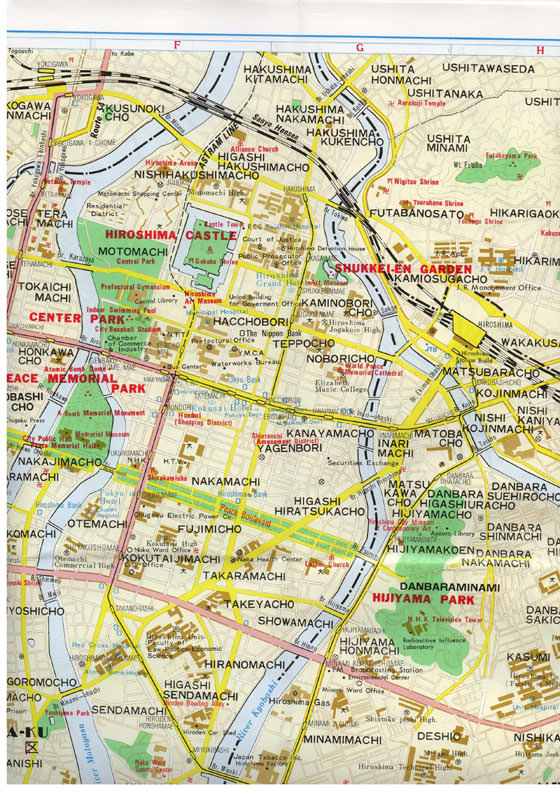 Gedetailleerde plattegrond van Hiroshima