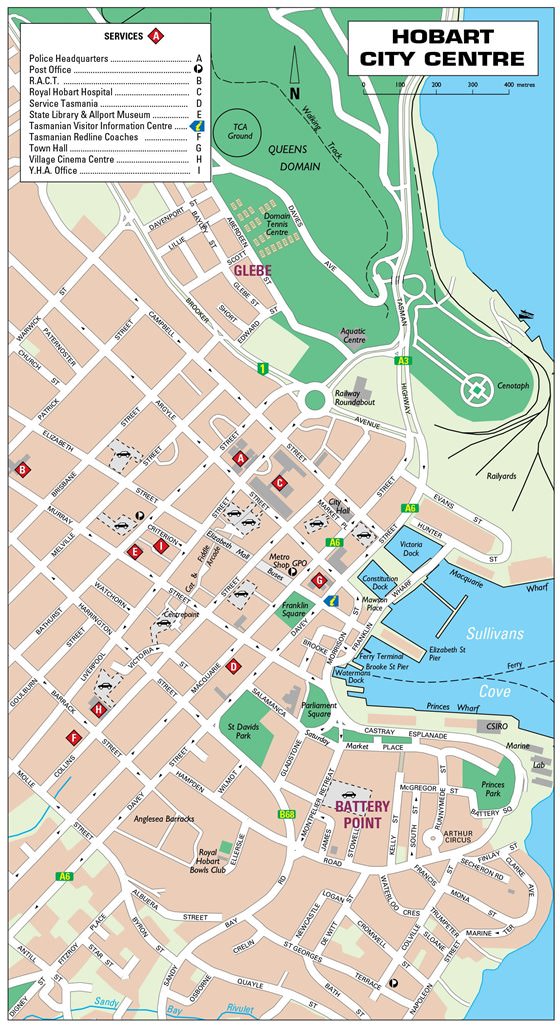 Große Karte von Hobart 1