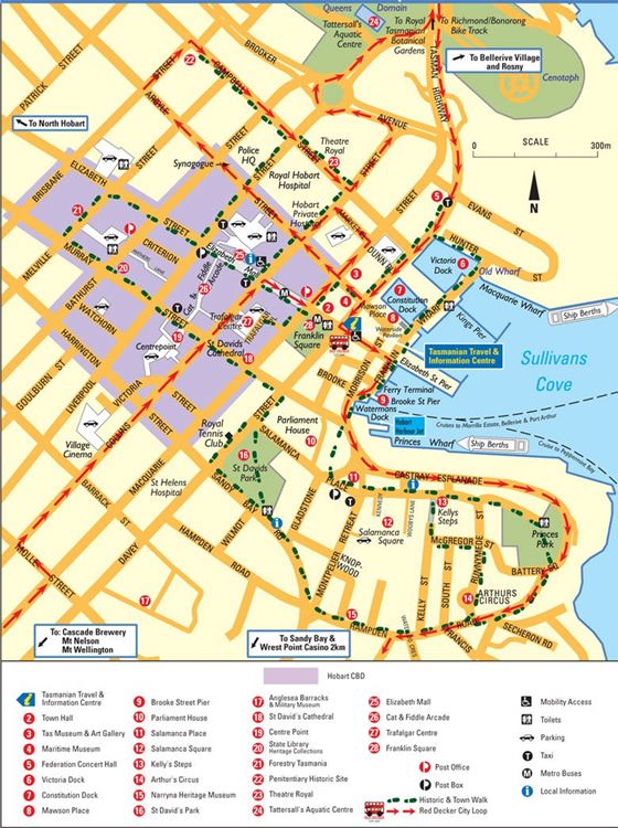 Detailed map of Hobart 2