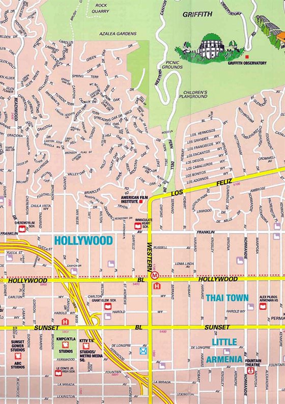 Детальная карта Голливуда 1