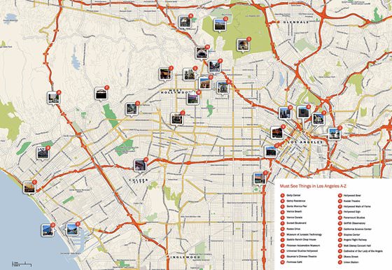 Gedetailleerde plattegrond van Hollywood CA